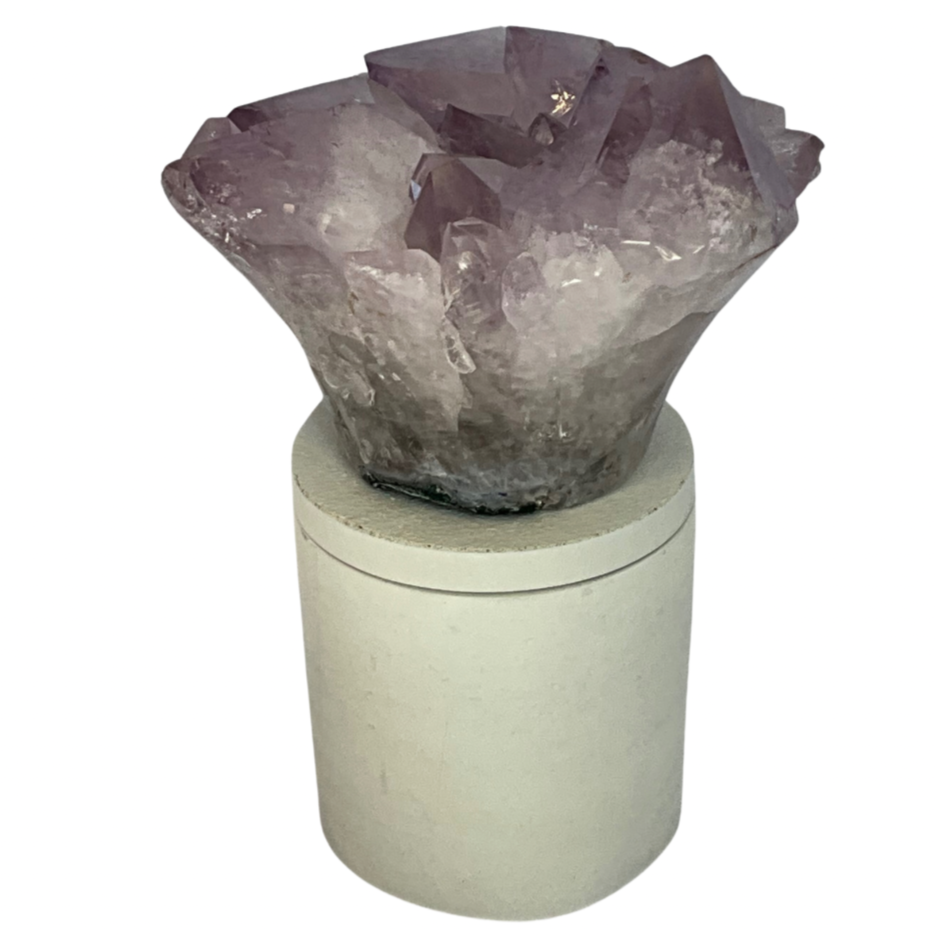 Amethyst Cluster Crystal Gardenia Candle