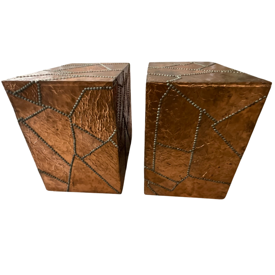 Pair of Copper Pedestals with Rivets