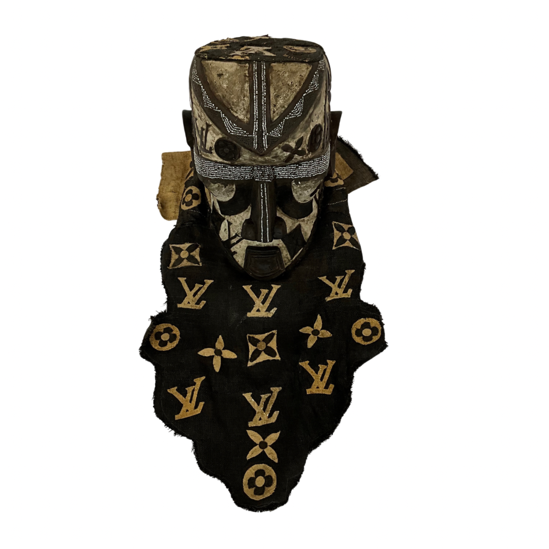 African Mask from Cameroon LV with Mud Cloth
