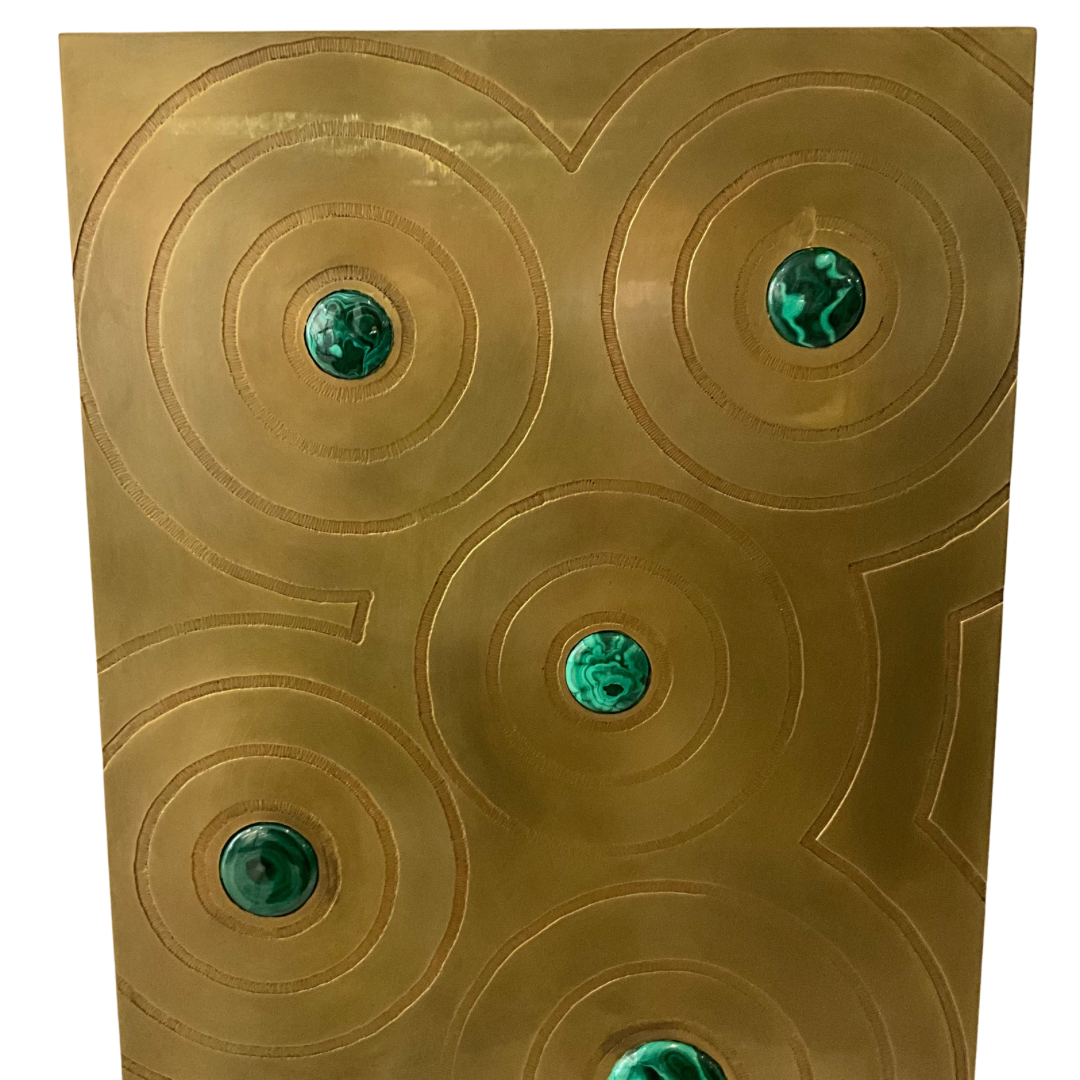 Brass Wall Hanging with Malachite Accents