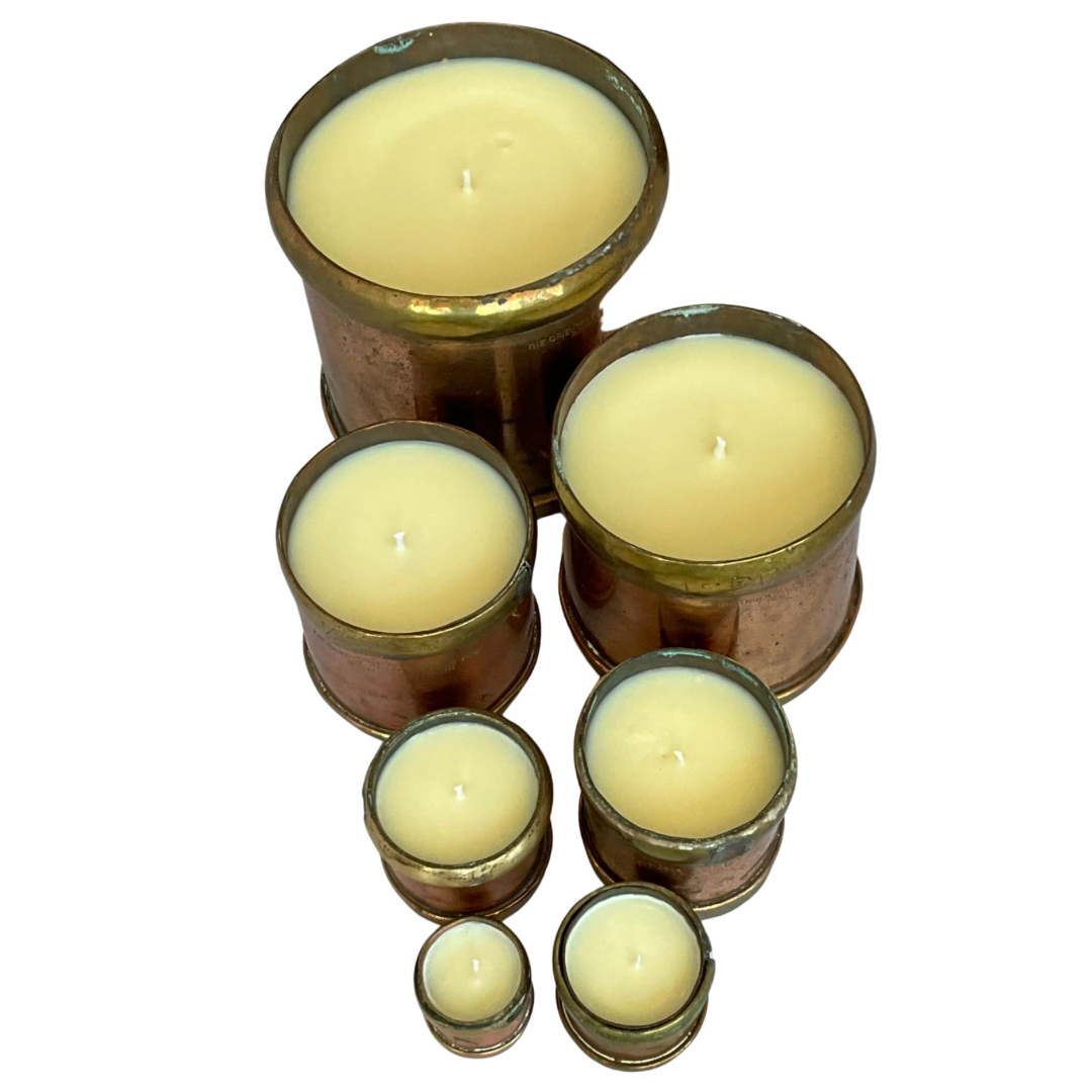 Set of 7 Antique Copper & Brass Gardenia Candles