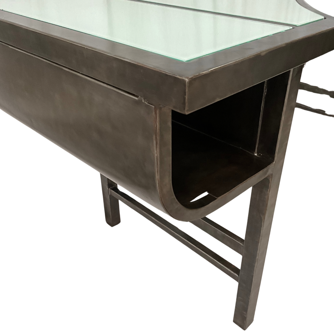 Custom Metal & Glass Desk with Sliding Shelf