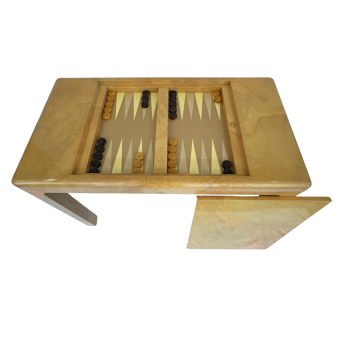 Karl Springer 1977 Goatskin Backgammon Game Table