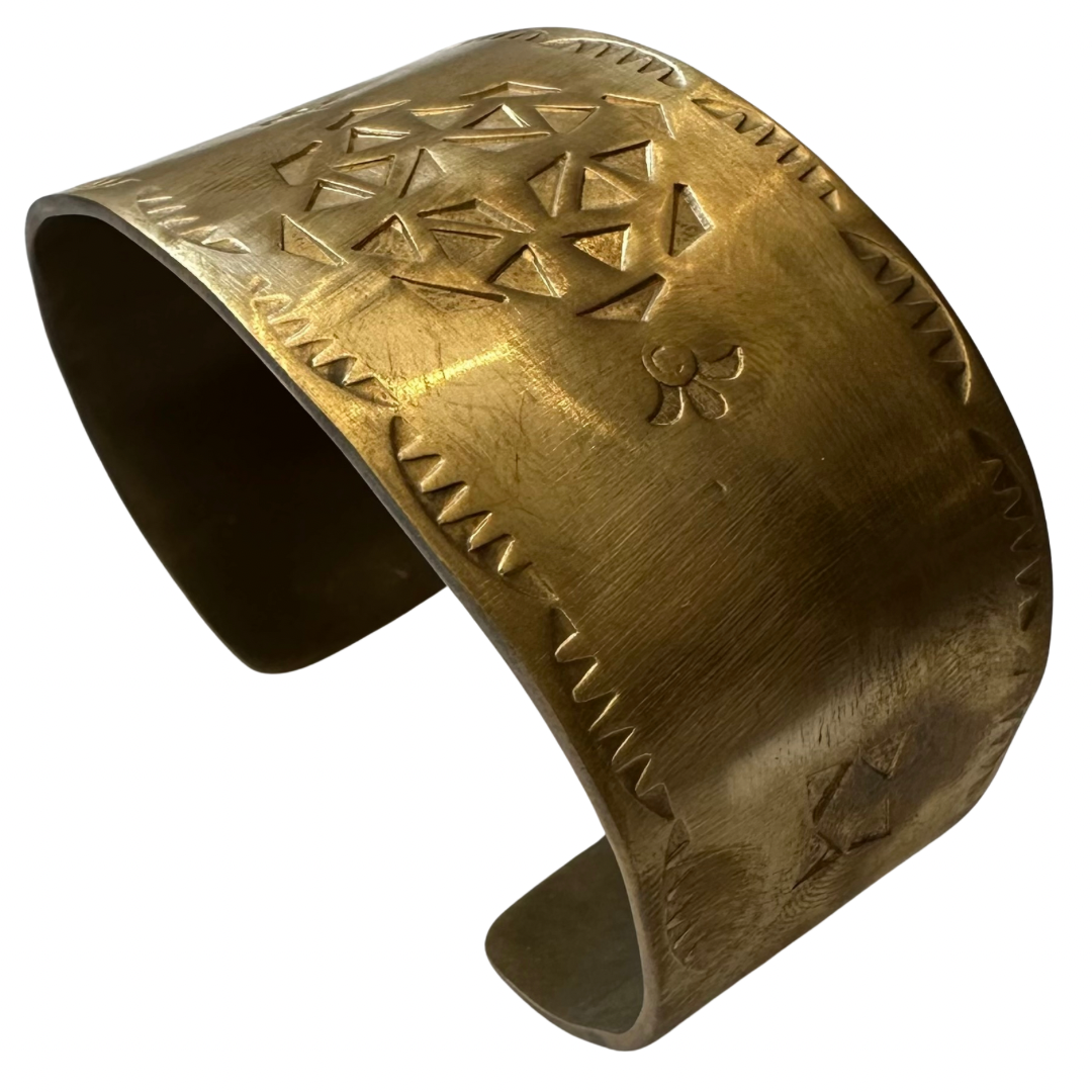 Hand Made Brass Cuff Bracelet with Symbols