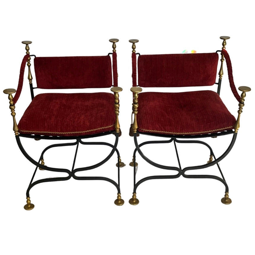 1960's Italian Savonarola Pair of Chairs