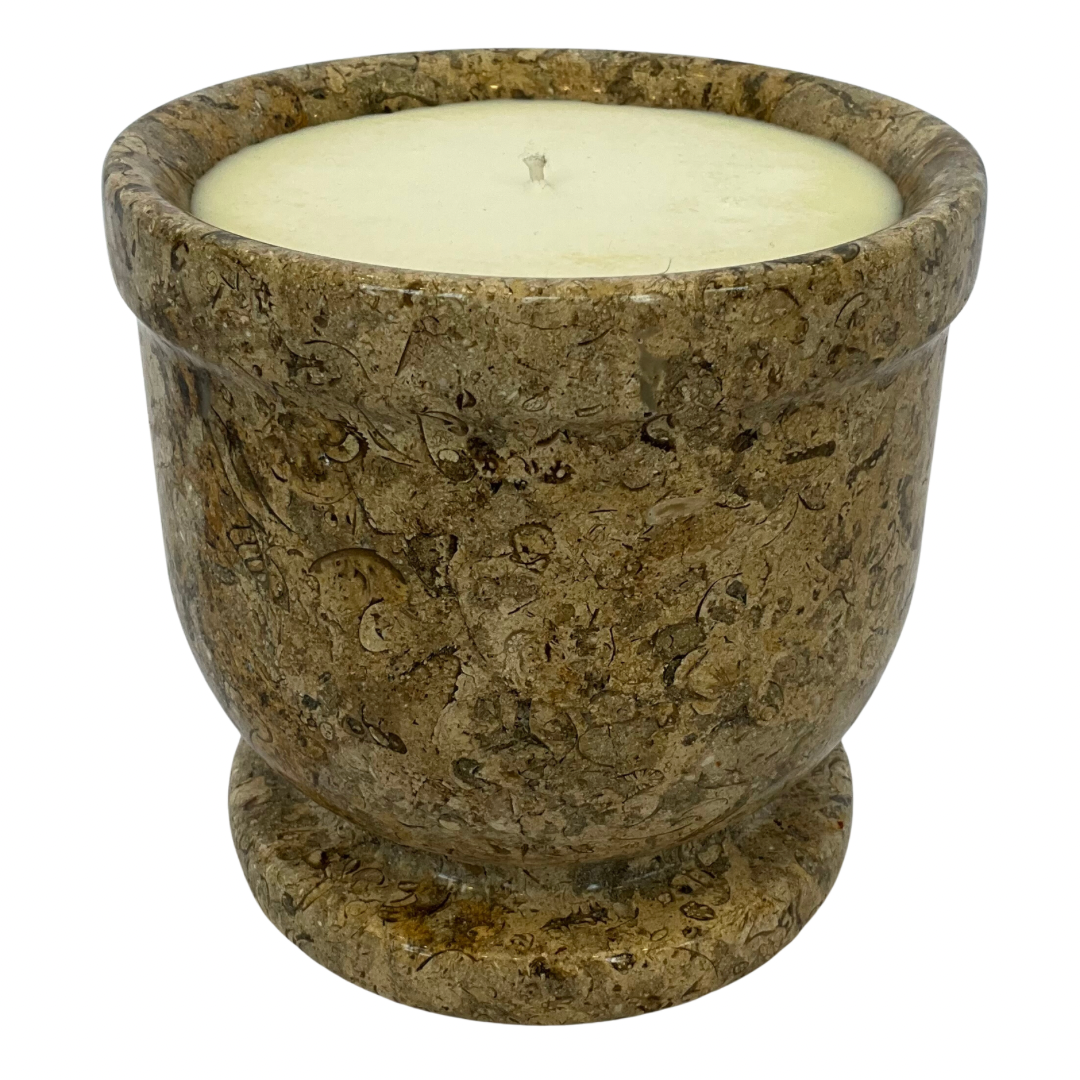 Dark Tan Marble Vessel Gardenia Candle