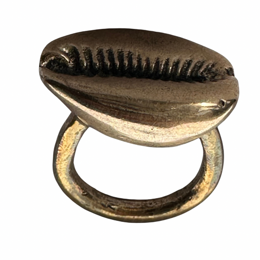 Hand-Crafted Cowrie Shell Bronze Ring