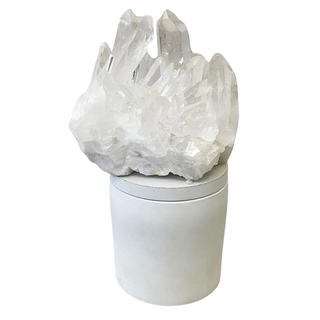 Large Quartz Crystal Generator Cluster Lid Candle