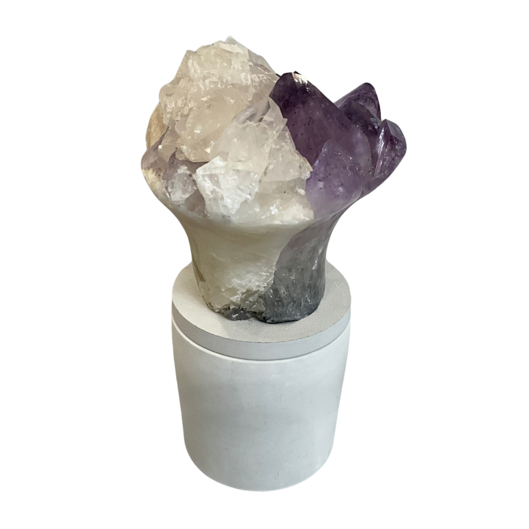 Amethyst & Quartz Flower Crystal Lid Gardenia Candle