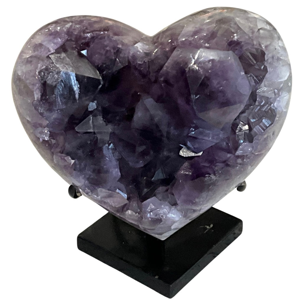 Large (42 LBS) Amethyst Crystal Heart on Custom Metal Stand
