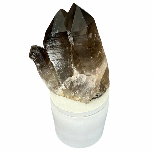 Large Smoky Quartz Generator Cluster Lid Gardenia Candle