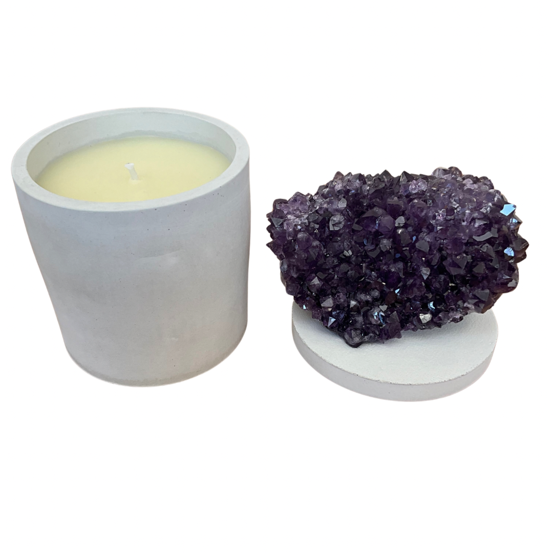 Amethyst Geode Crystal Lid Gardenia Candle