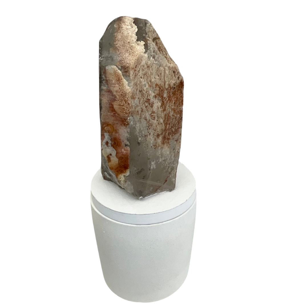 Quartz Crystal with Minerals Lid Gardenia Candle