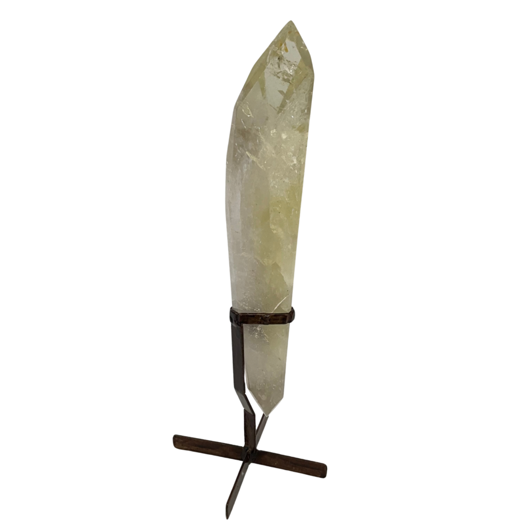 Natural Citrine Crystal Double Point on Custom Stand