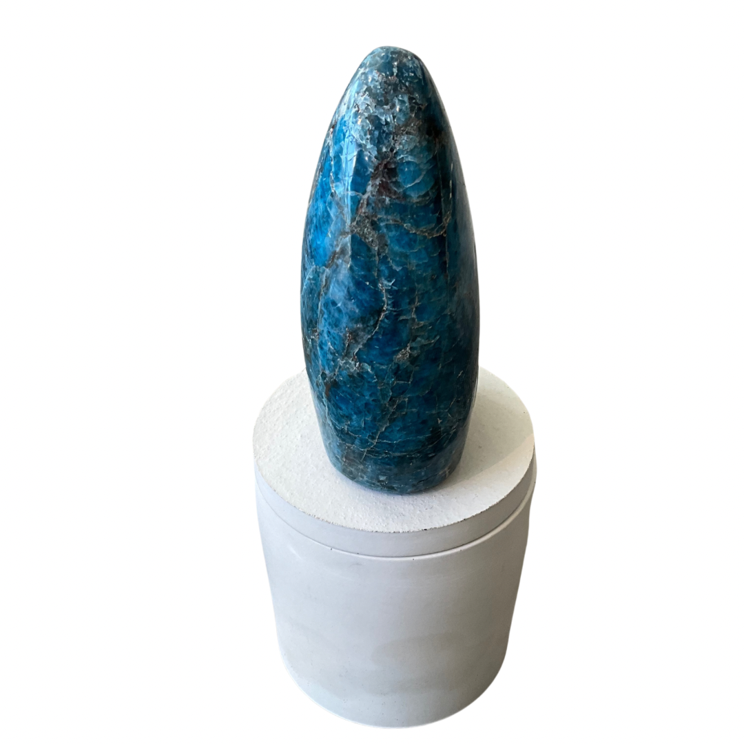 Blue Apatite Crystal Lid Hand Poured Gardenia Candle