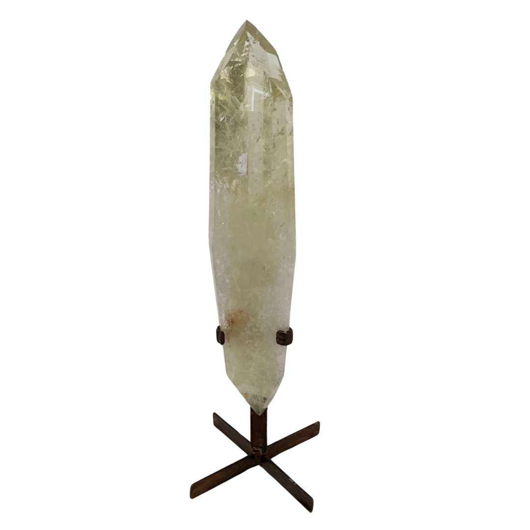 Large Citrine Crystal Point on Metal Stand