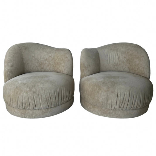 Pair of Faux Suede Swivel Chairs
