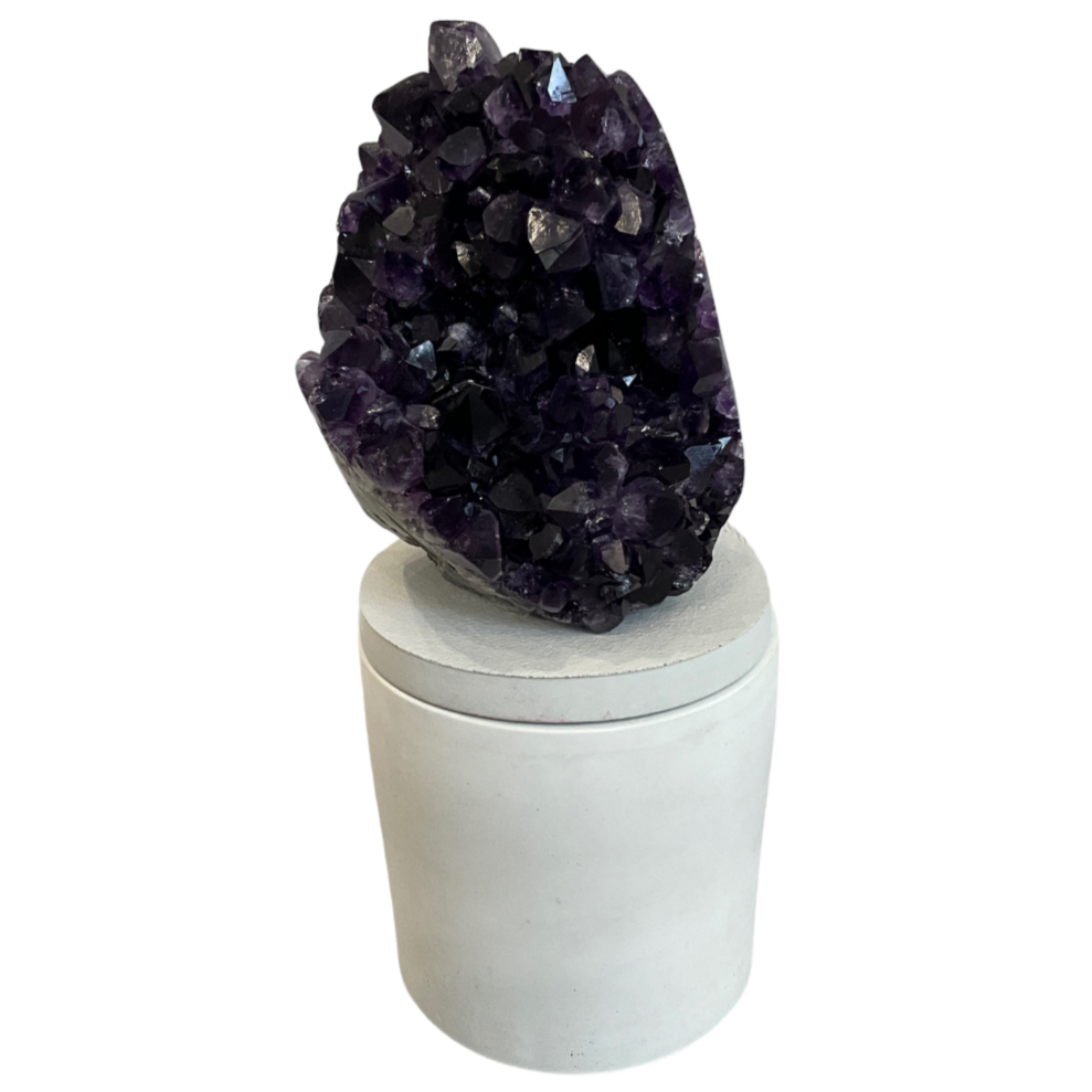 Amethyst Cluster Crystal Lid Gardenia Candle