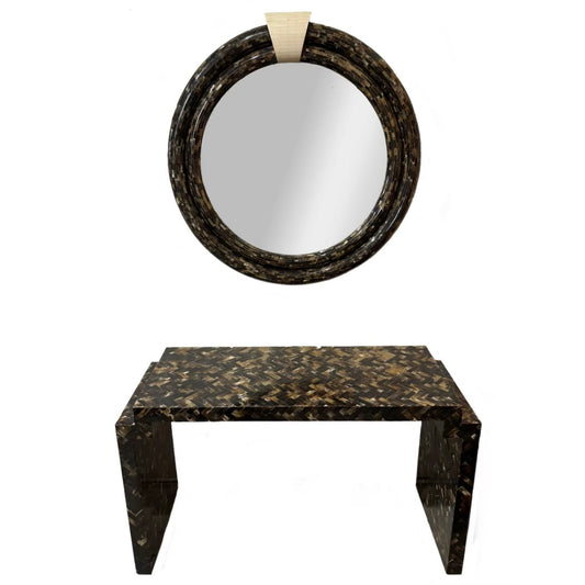 Tessellated Horn Console Table with matching Mirror