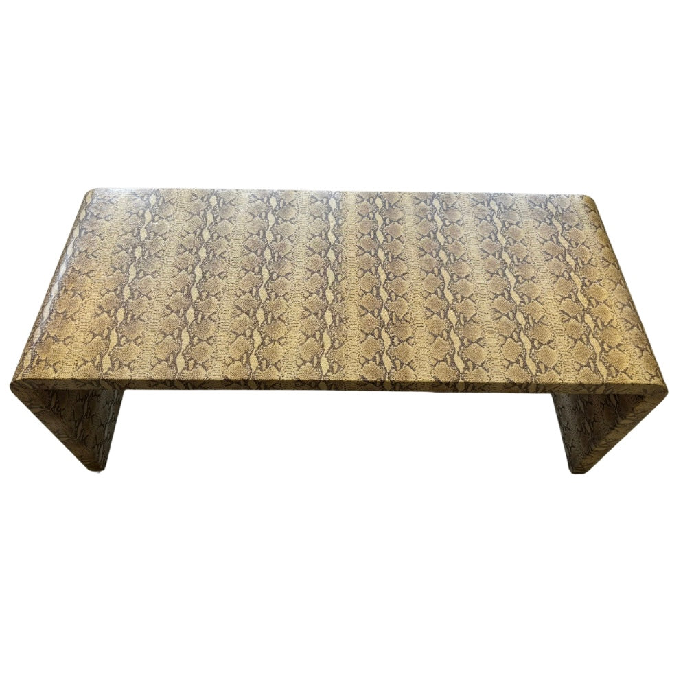 Vintage Snake Print Leather Waterfall Coffee Table