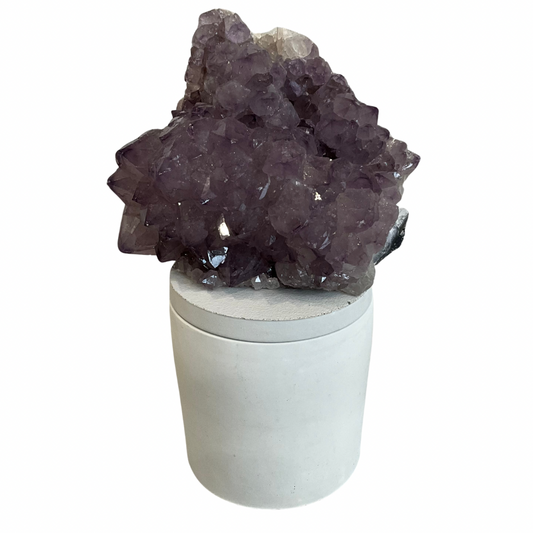 Amethyst Cluster Crystal Lid Gardenia Candle