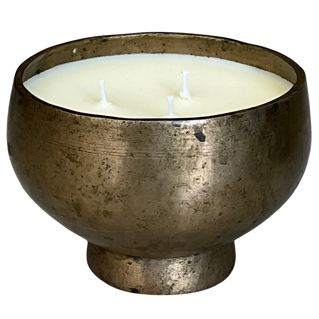 Vintage Brass Sound Bowl Gardenia Candle