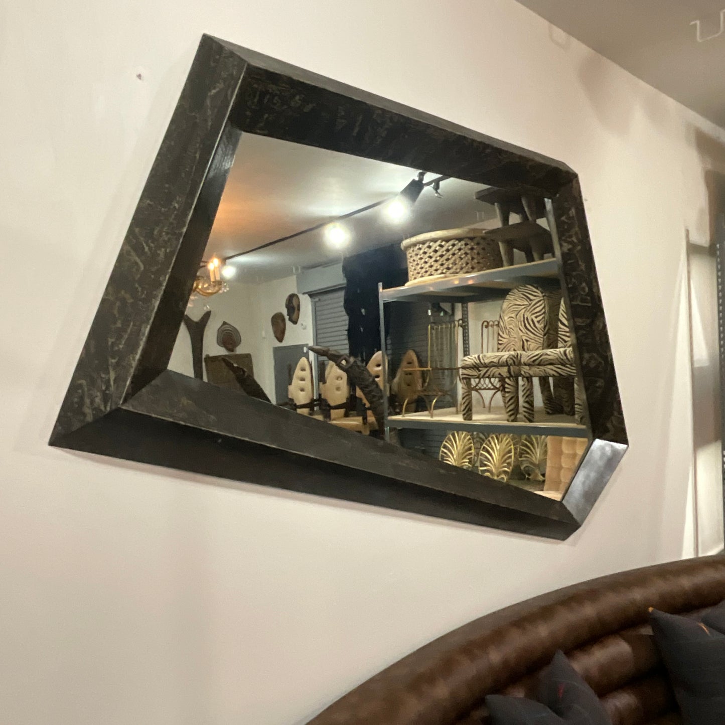 Oversized Metal Frame Geometric Mirror