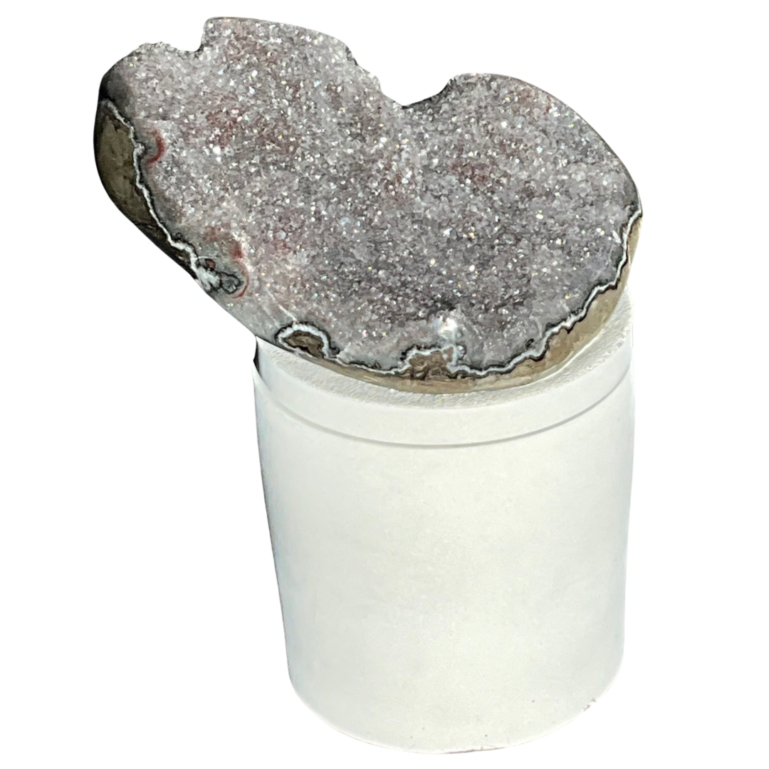 Abstract Amethyst Druzy Crystal Lid Gardenia Candle