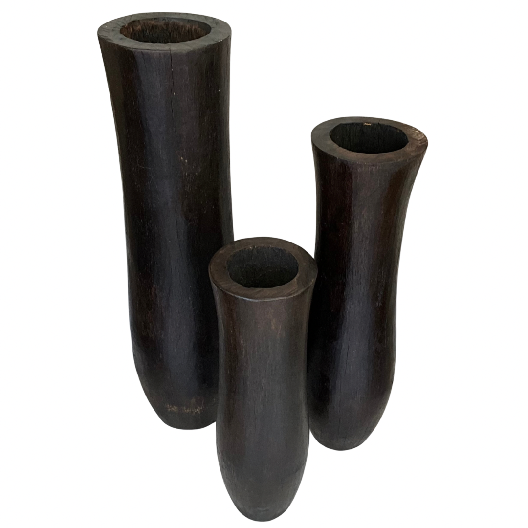 Set of 3 Palmwood Large Scale Vases