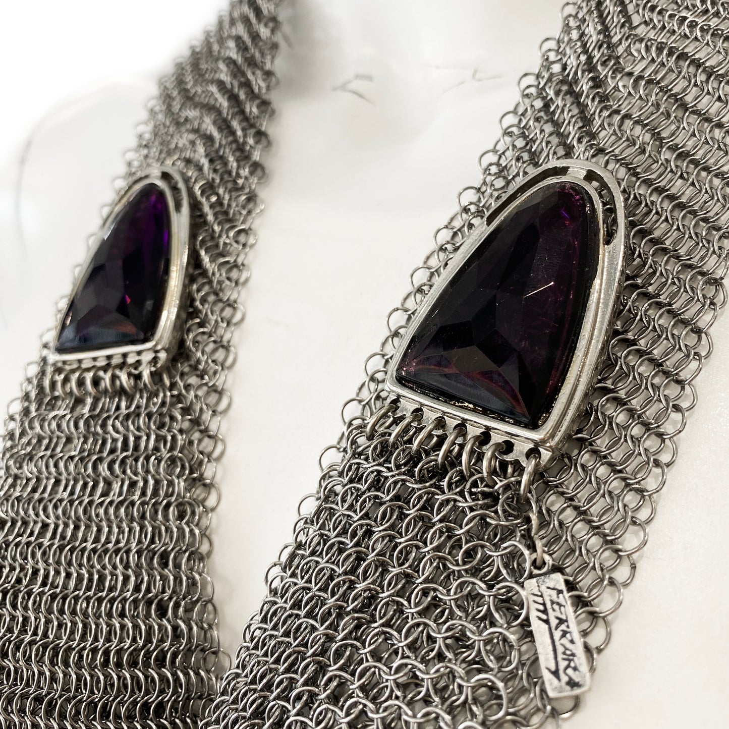 Amethyst Style Metal Mesh Neckpiece by Ferrara