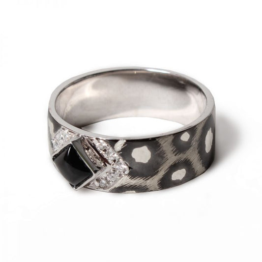 Black Star Sapphire & Diamonds Ring
