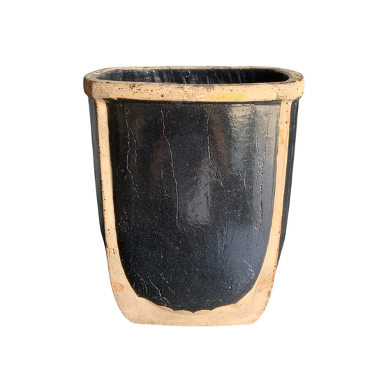 Vintage ceramic waste basket Black and Creme