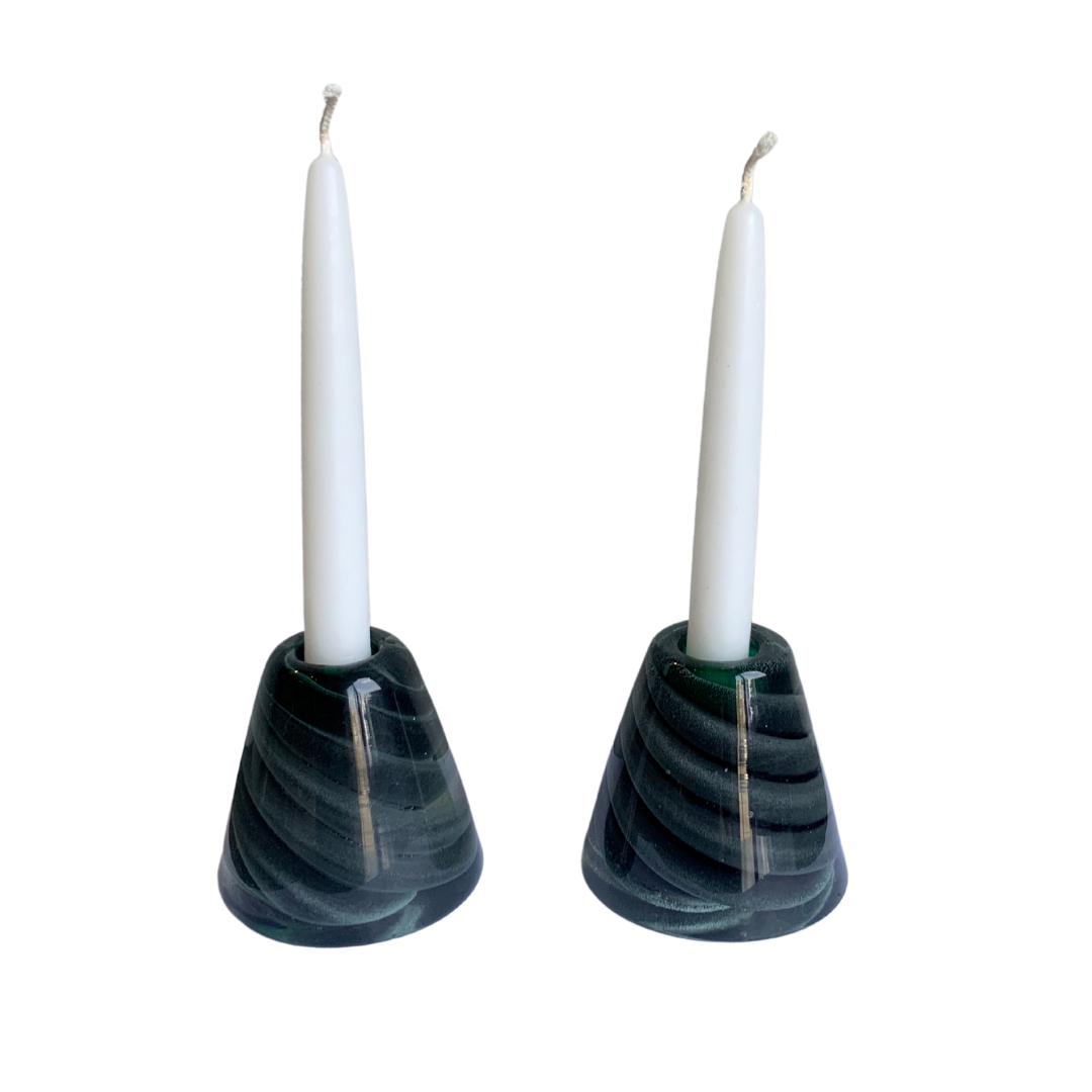 Murano bouvier candle holder pair