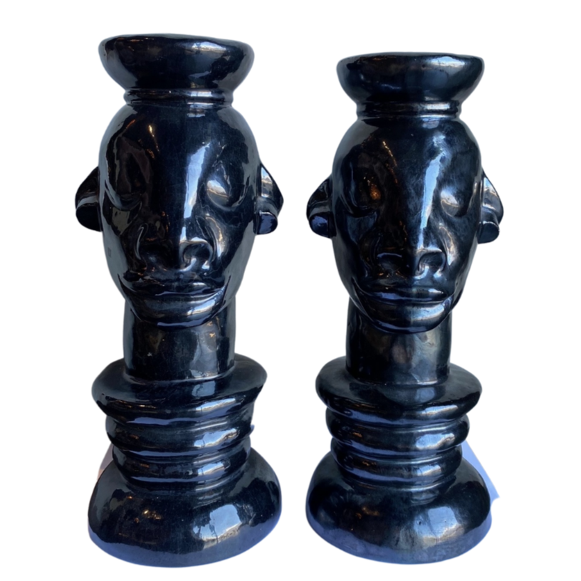 pair of ceramic head vases