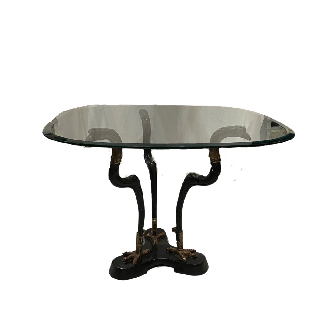 Bronze Raptor Bird Table Base & Glass