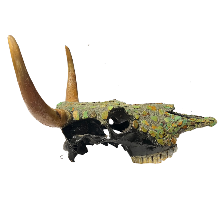 Turquoise Encrusted Resin Bull Skull