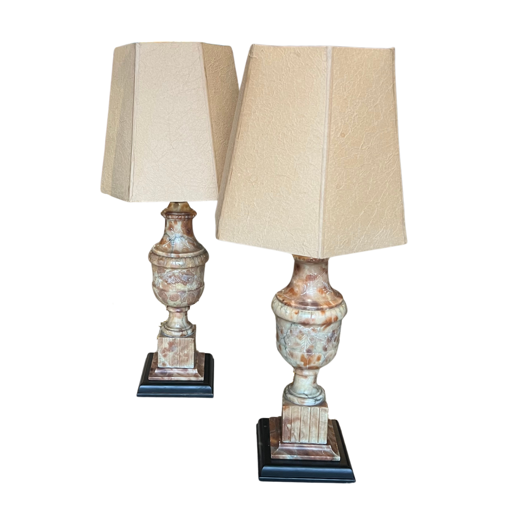 Pair of Onyx Marble Lamps