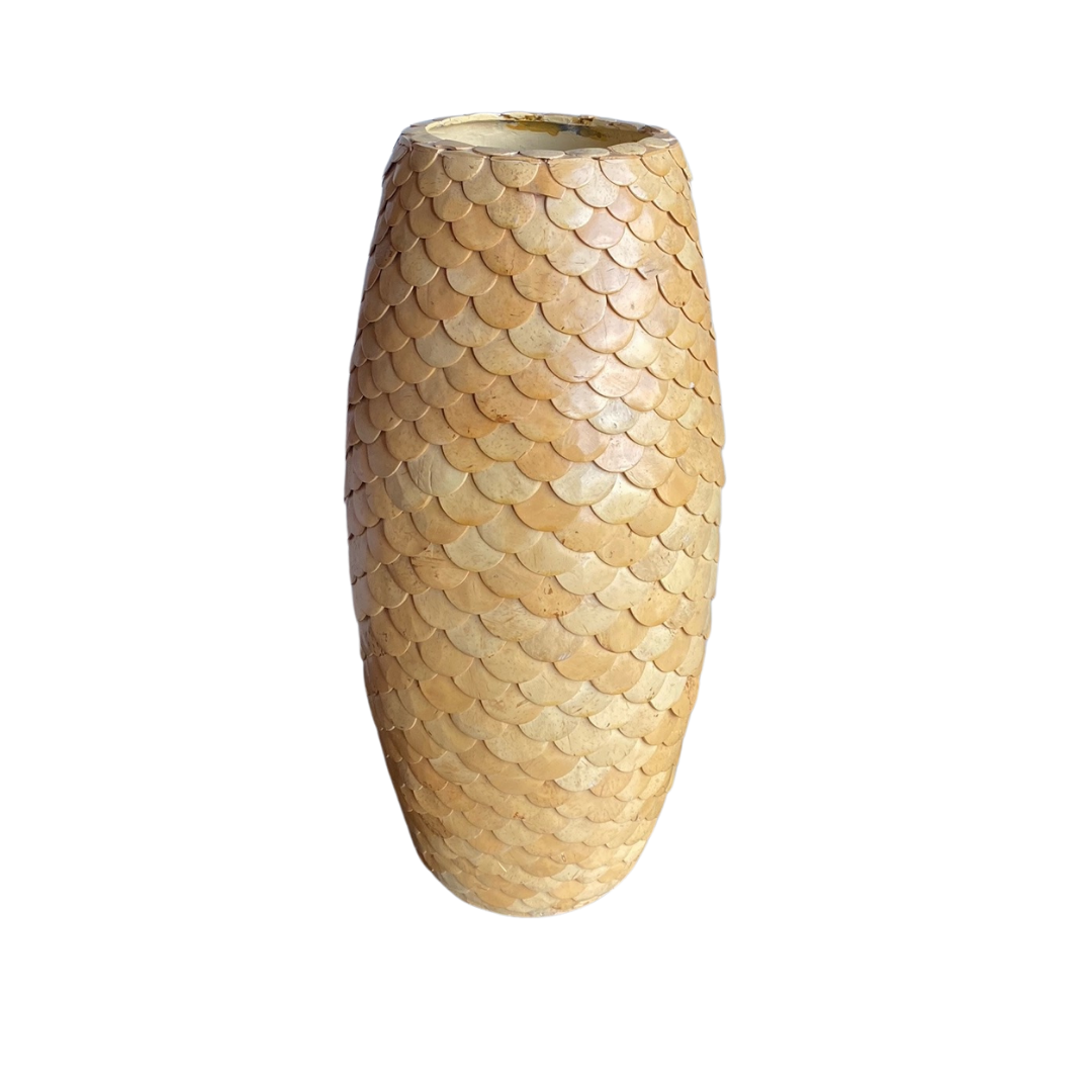 Blonde Wood Scalloped Vase