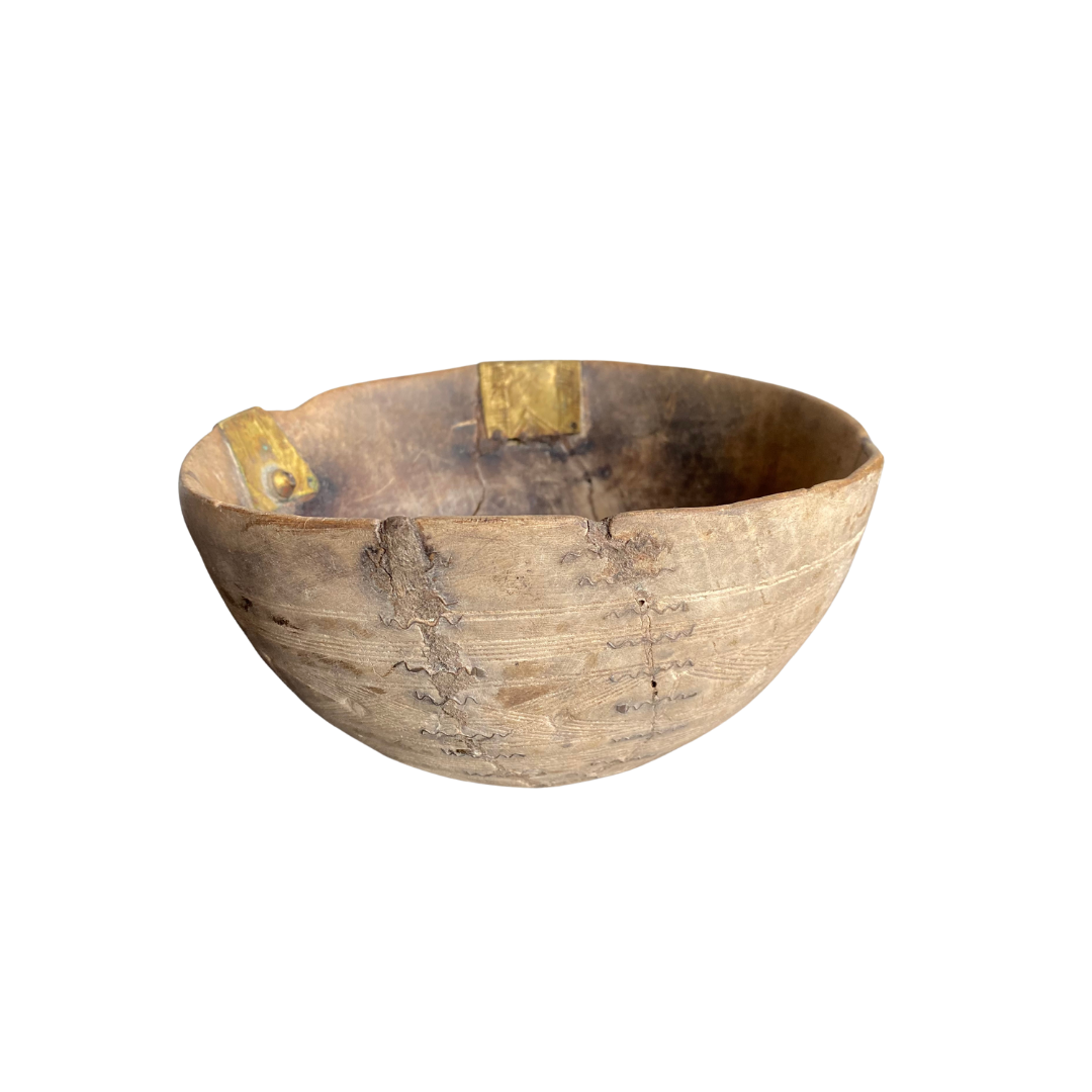 small etched carved wood bowl