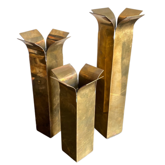 Set of three brass vases