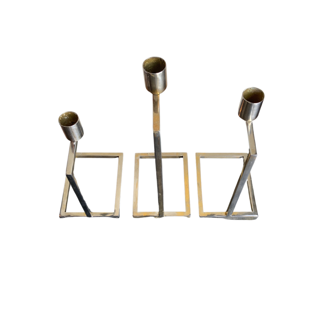 Set of Three Architectural Candle Stands