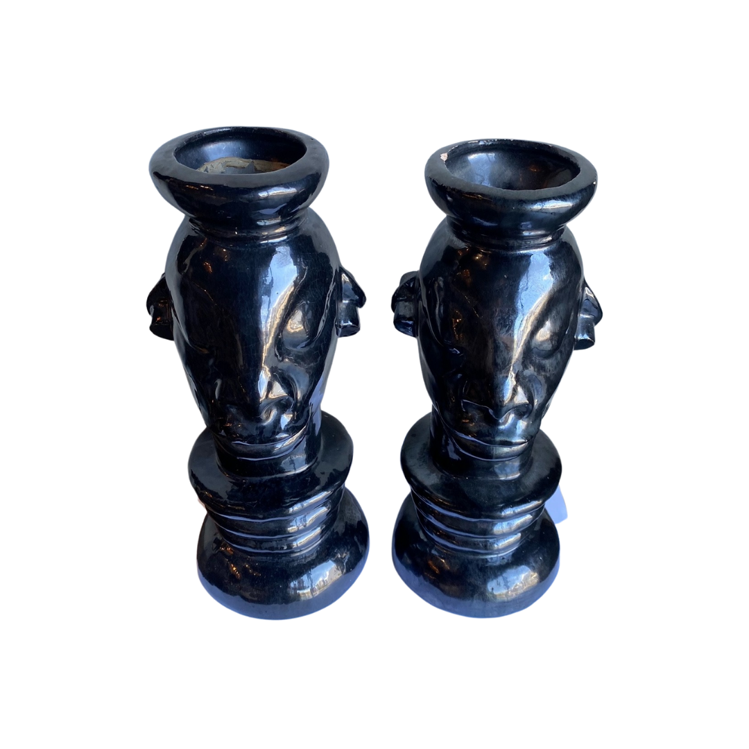 pair of ceramic head vases