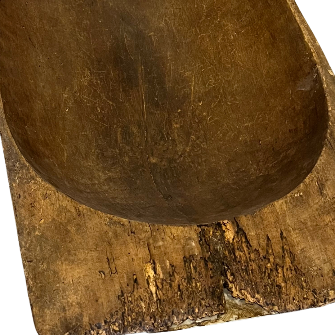 Large Carved Wood Display Bowl