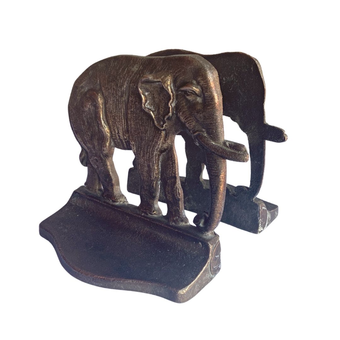 1920's Bronze Elephant Bookends