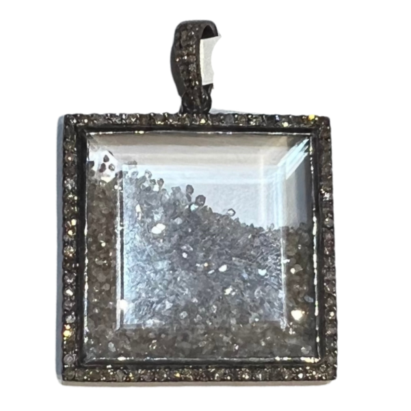 Framed Loose Diamond Square Pendant