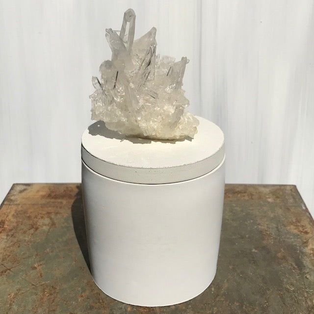 Intricate Quartz Crystal Cluster Lid Candle