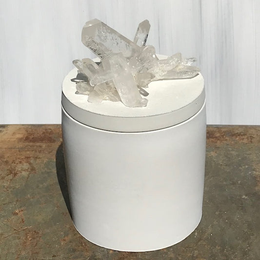 Quartz Crystal 'Starburst' Cluster Lid Candle