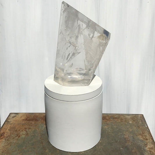 Asymmetrical Polished Quartz Crystal Lid Candle