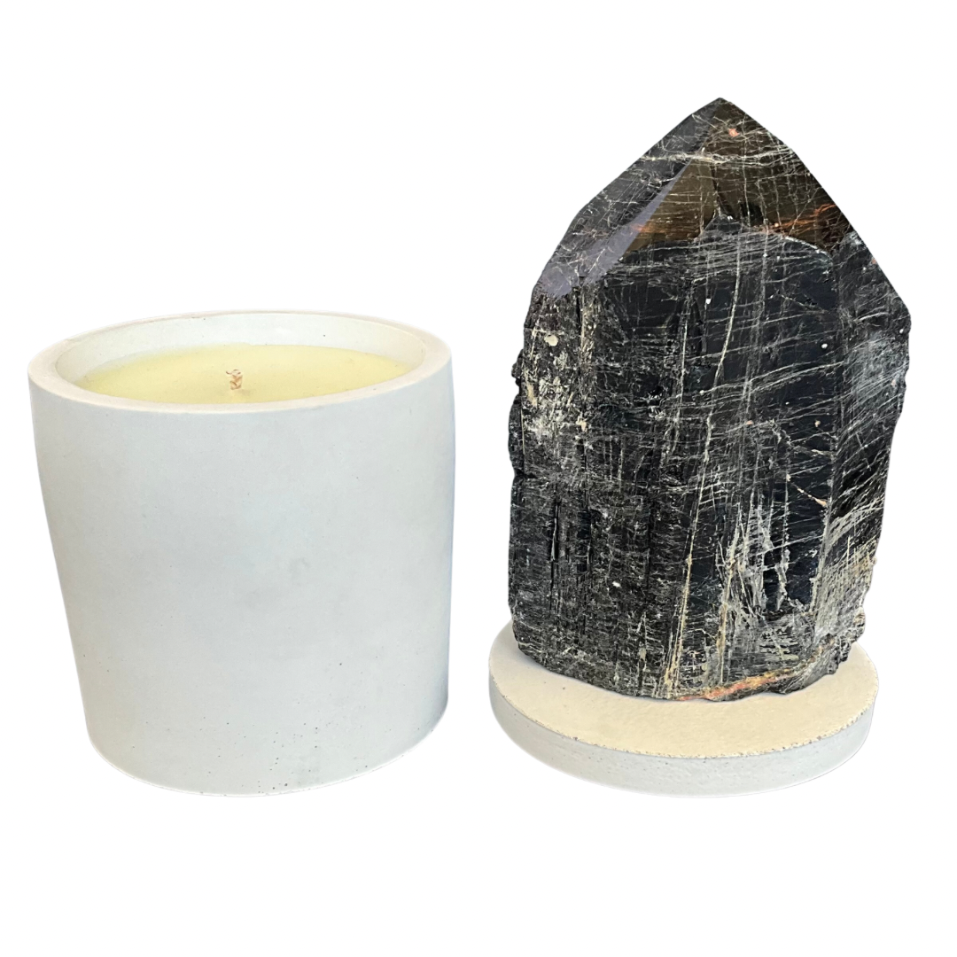 Black Tourmaline Lid Gardenia Candle