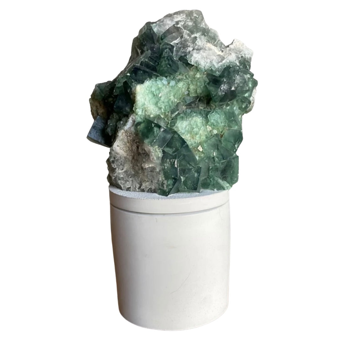 LG Green Fluorite Cluster Lid Candle